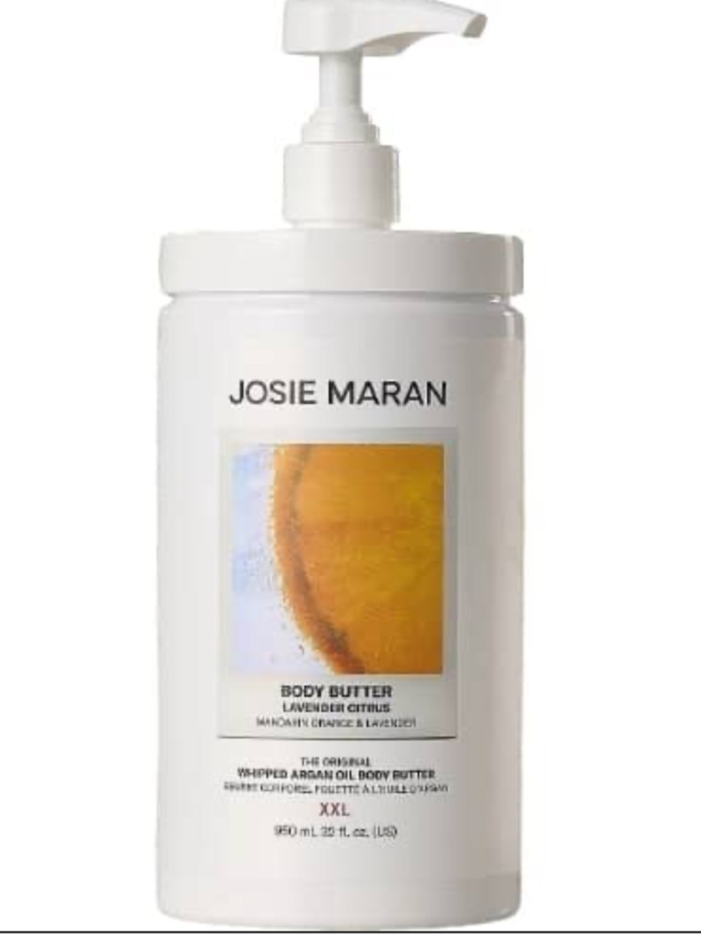JOSIE MARAN Ultra Mega 32oz/950ml Whipped Argan Oil Body Butter Lavender Citrus